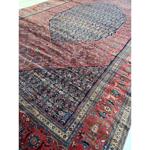 Persian 1920's Antique Persian Bijar Palace Carpet For Sale - Image 3 of 12