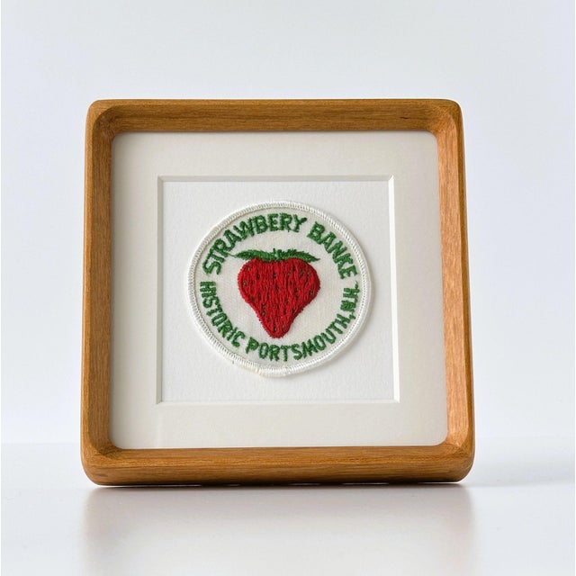 American New Hampshire Portsmouth Strawberry Banke Vintage Travel Patch Solid Wood Framed For Sale - Image 3 of 5