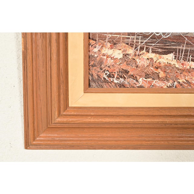 Rikard Lindström Original Signed Oil Painting on Canvas of Ships in Harbor in Carved Wood Frame For Sale - Image 9 of 13