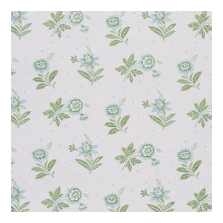 Sample - Schumacher Colline Wallpaper in Leaf & Aqua For Sale