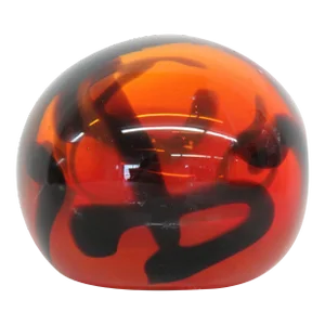 Hand Blown Art Glass Orange and Black Paperweight