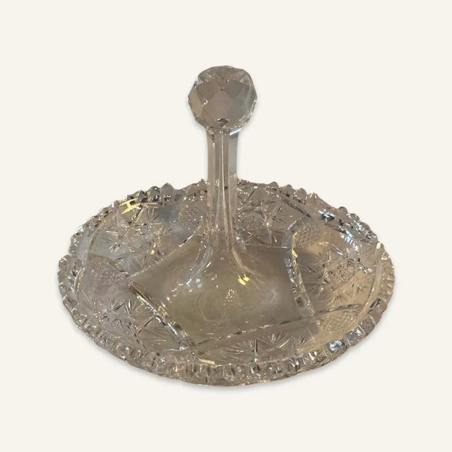 Late 19th Century American Brilliant Period Cut Glass Stick Bonbon Dish For Sale - Image 6 of 6