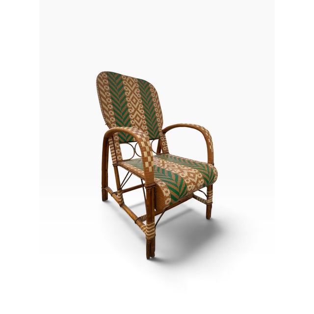 1950s Rattan Armchairs in the style of Audoux Minet, France, 1950s, Set of 2 For Sale - Image 5 of 18