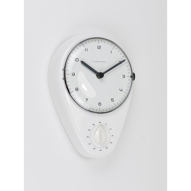 1950s Mid-Century Modern White Wall Clock & Timer by Max Bill for Junghans, Germany, 1950s For Sale - Image 5 of 16
