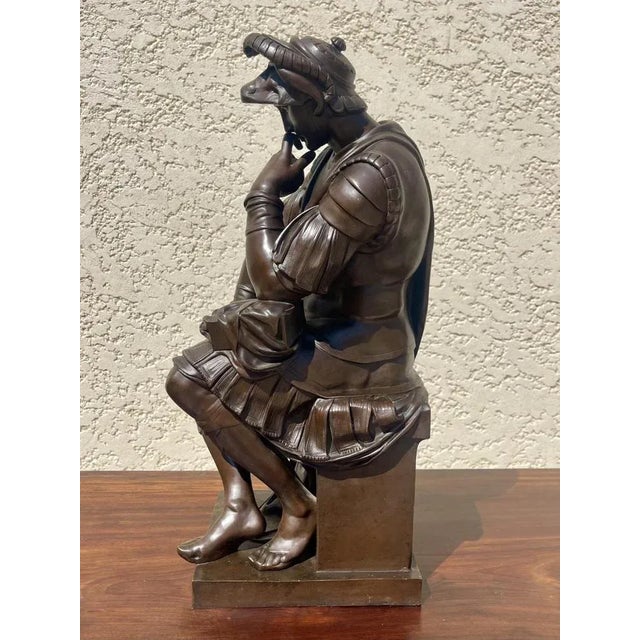 After Michelangelo Buonarotti, Lorenzo de Medici, Bronze For Sale - Image 3 of 6