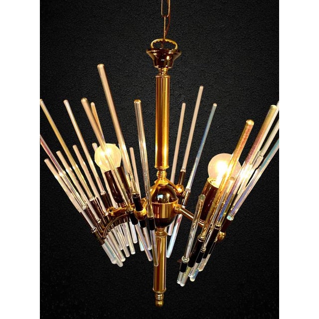 Golden Era Chandelier in Brass and Glass in the style of Gaetano Sciolari, 1960s For Sale - Image 6 of 16