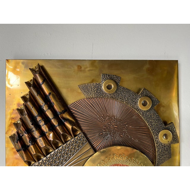 Metal Paul Vanders - Style Mixed Metal Brutalist Geometric Wall Sculptures - A Pair/Sold For Sale - Image 7 of 12