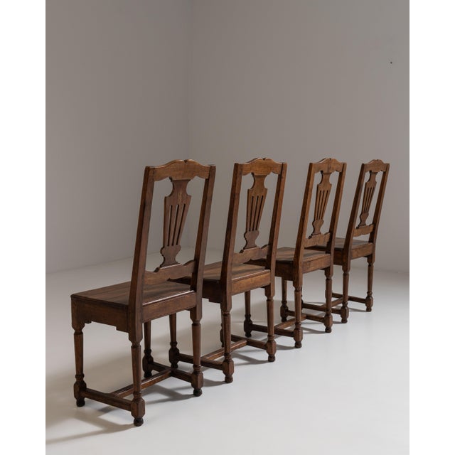 Set of Four 19th Century French Chestnut Brown Eclectic Dining Chairs For Sale - Image 12 of 15
