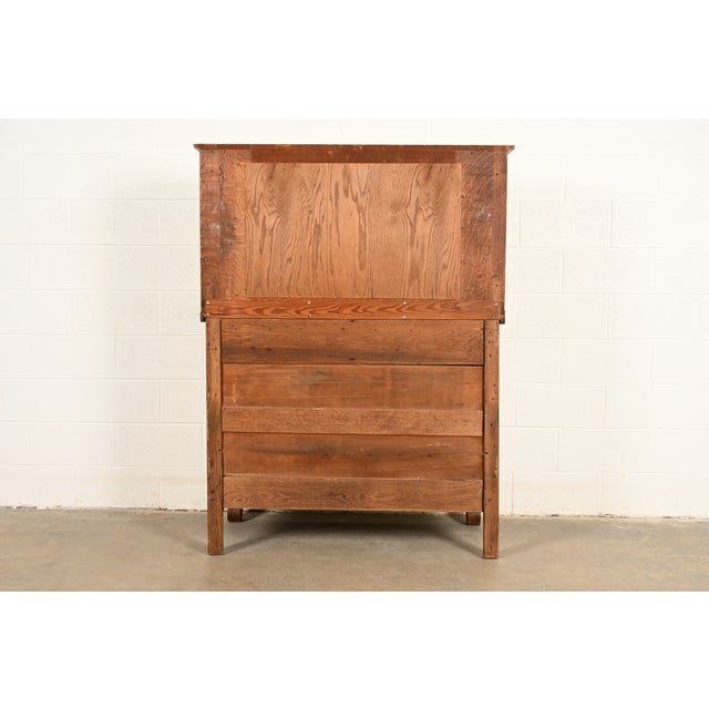 Antique American Empire Tiger Oak Sideboard With Mirrored Backsplash, Circa 1900 For Sale - Image 14 of 15