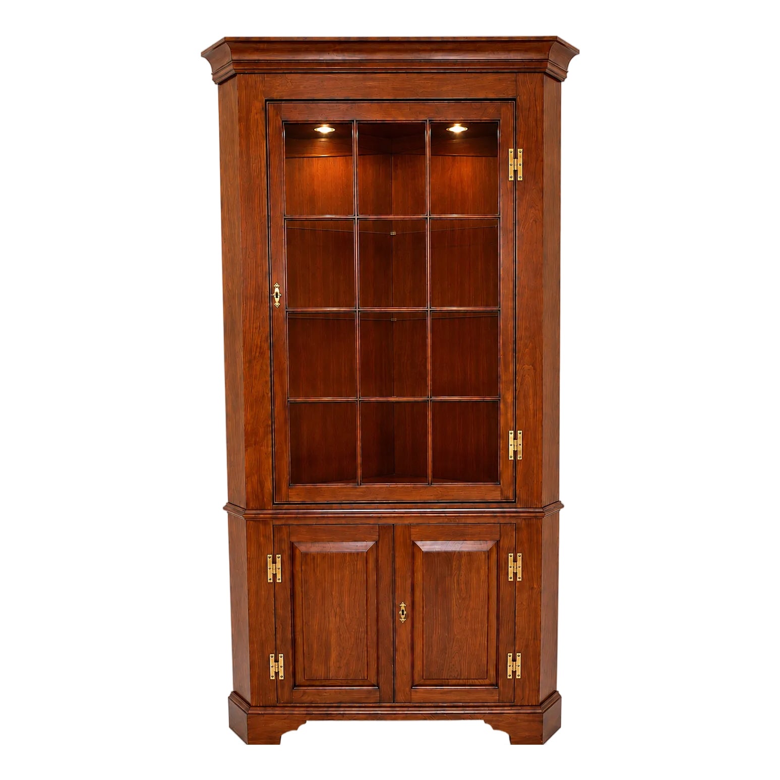 Henkel Harris Lighted Corner Cabinet Solid Wild Black Cherry — view 10