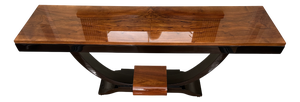 Art Deco Console in Walnut Veneer and Black High-Gloss Lacquer, 1920s