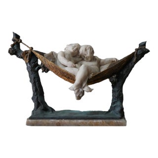Emilio Fiaschi Alabaster & Bronze "Afternoon Rest" Sculpture For Sale