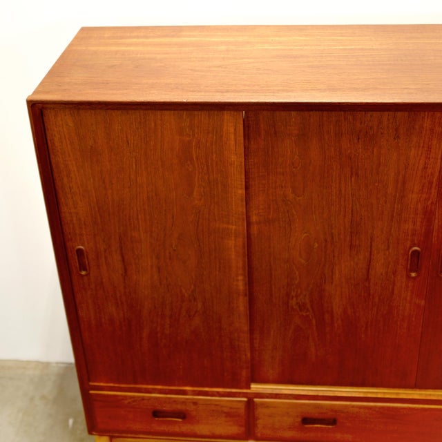 1950s Danish Teak Tall Sideboard / Highboard For Sale - Image 11 of 18