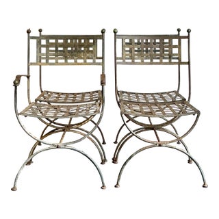 Vintage Regency “Amalfi” Wrought Iron Dining Chairs After Papperzini - Set of 4 For Sale