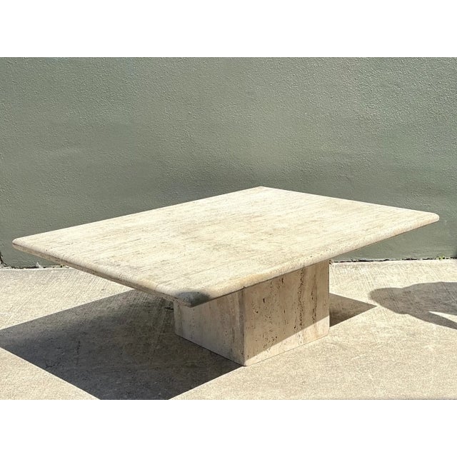 Stone Vintage Italian Travertine Coffee Table For Sale - Image 7 of 12
