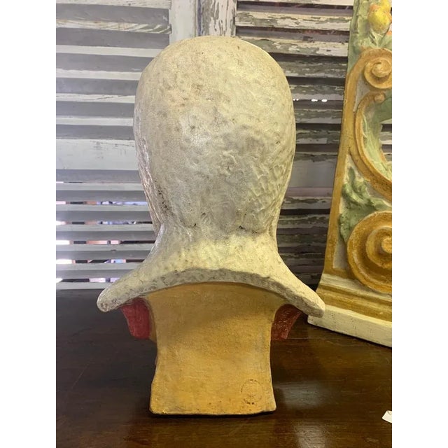 Antique Italian Impruneta Terracotta Statue of Giotto Di Bondone | Hand-Painted Sculpture | Florence, Circa 1880 For Sale - Image 4 of 7