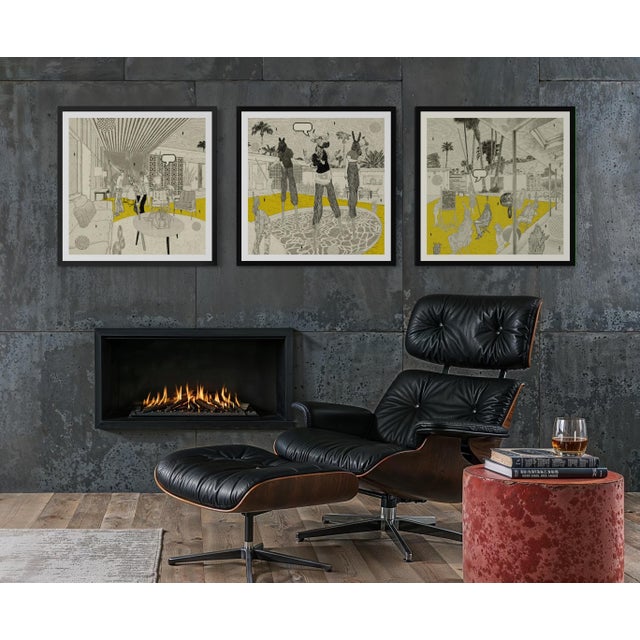 Pool Party (Center Panel) by Steve Moors, 31"x31" Framed For Sale - Image 11 of 11
