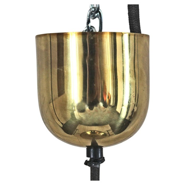 Metal Vintage Brass Chandelier, 1970s For Sale - Image 7 of 10