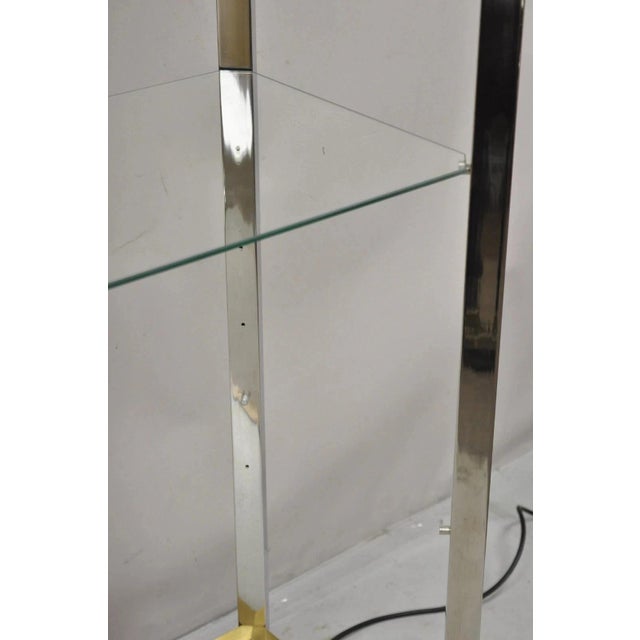 Chrome Vintage Mid Century Modern Lighted Chrome & Brass Etagere Display Shelf Curio For Sale - Image 8 of 12