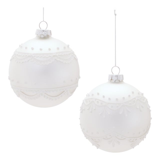 Round Glass Ornament Set of 6 For Sale