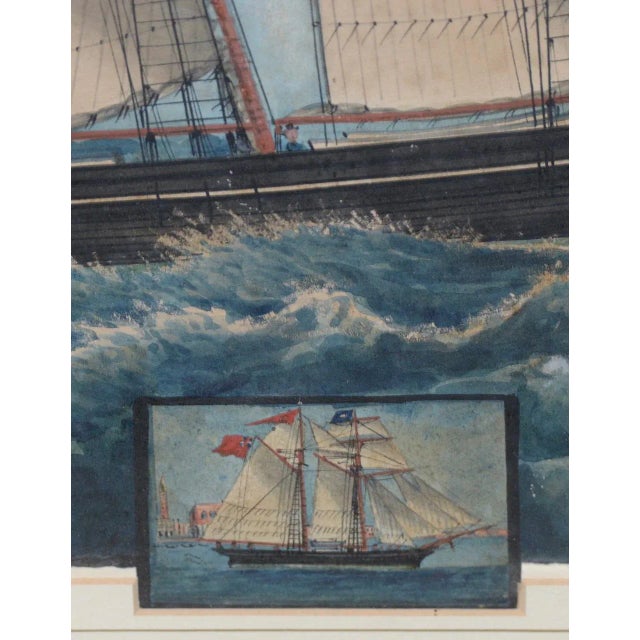 Paint 19th Century Chinese Export "Clipper Ship W/ Union Jack" Watercolor Painting For Sale - Image 7 of 11