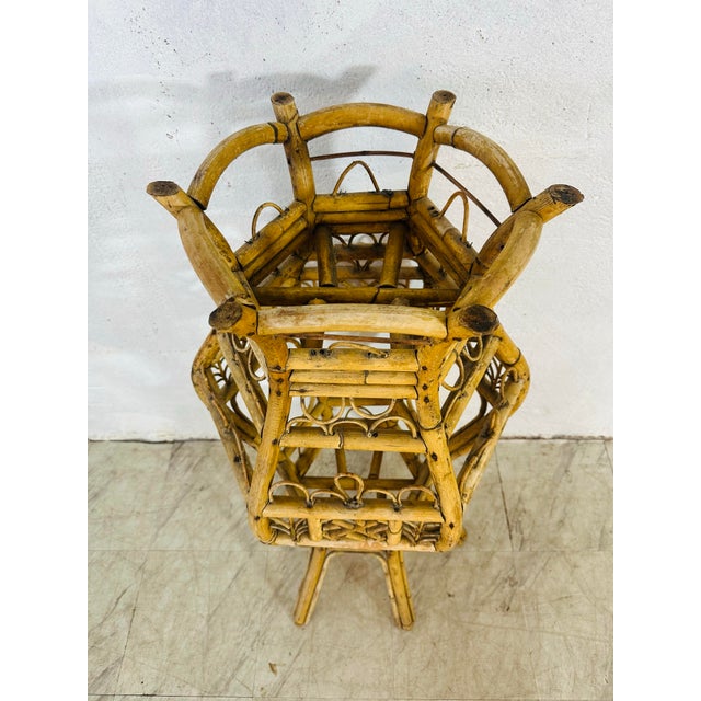 Large Vintage Rattan Plant Stand For Sale - Image 10 of 12