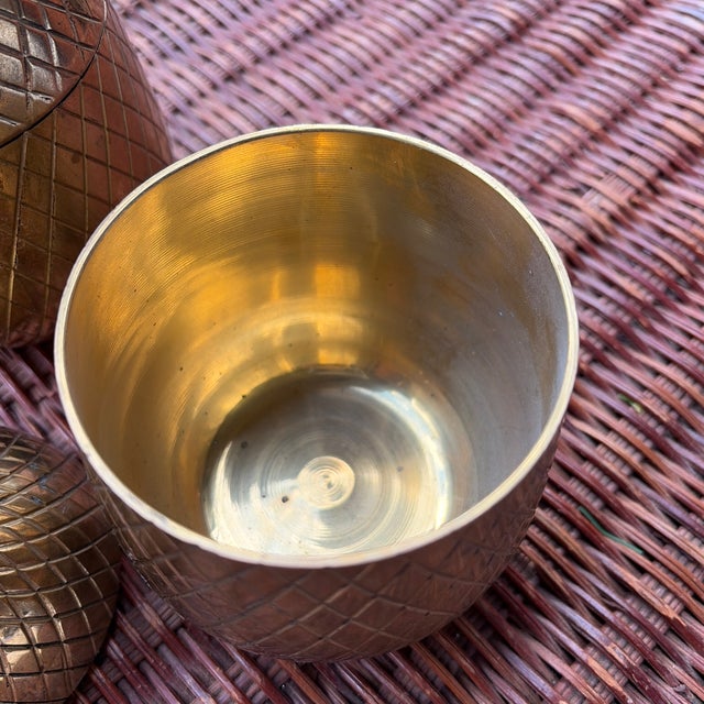 Hollywood Regency Pair of Pineapple Boxes / Canisters/Candlestick Holders For Sale - Image 3 of 6