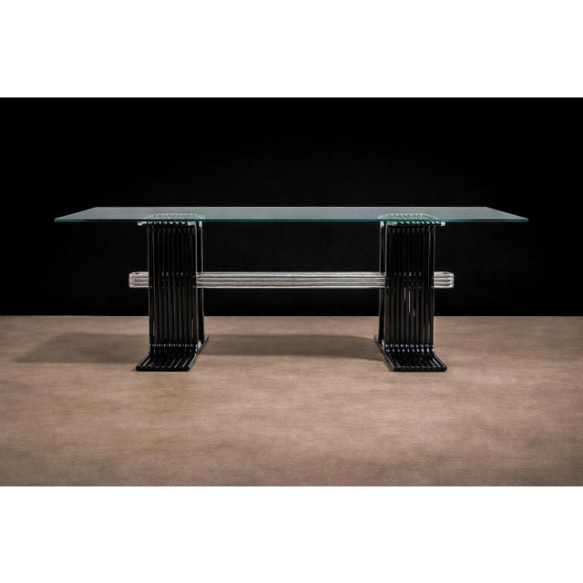 Metal Dining Table in Iron, Chrome, & Glass, Forma, 1970s For Sale - Image 7 of 12