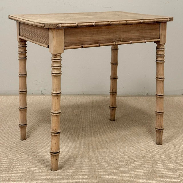 19th Century French Stripped Pine Faux Bamboo End Table With Drawer For Sale - Image 18 of 18