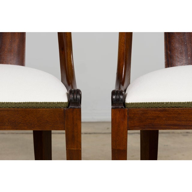 Wood Set of Six Early 20th Century French Empire Mahogany Gondola Dining Chairs For Sale - Image 7 of 17