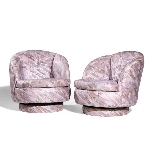 Mid-Century Modern Milo Baughman for Thayer Coggin Mid Century Swivel Tilt Lounge Chairs - Pair For Sale - Image 3 of 13