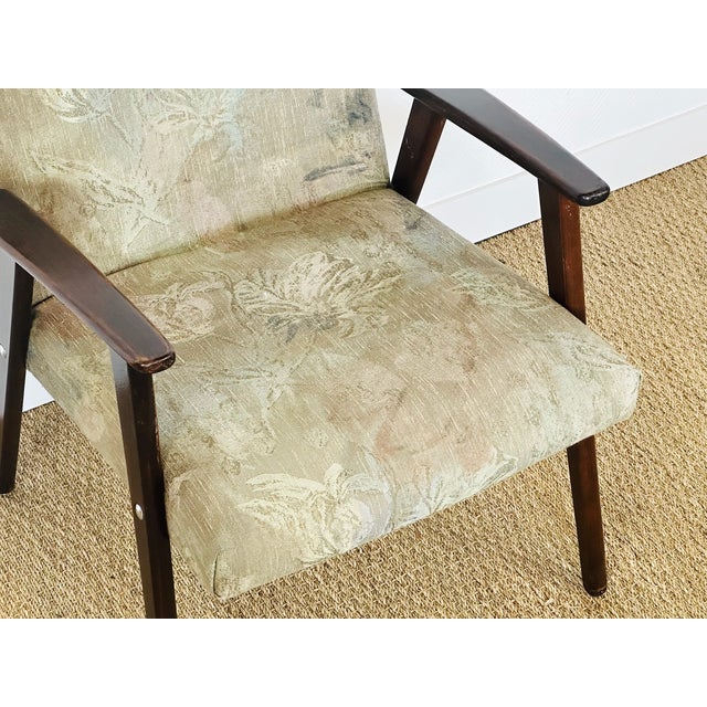 Vintage Lounge Chair in Dark Wood and Floral Patterned Fabric, 1960s For Sale - Image 13 of 14