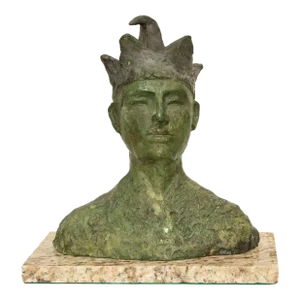 Mid-20th C. After Picasso, Jester Bronze Bust, Signed and Numbered 17/30