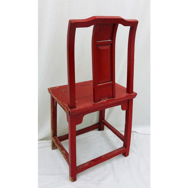 Wood Antique Rustic Asian Chair For Sale - Image 7 of 9