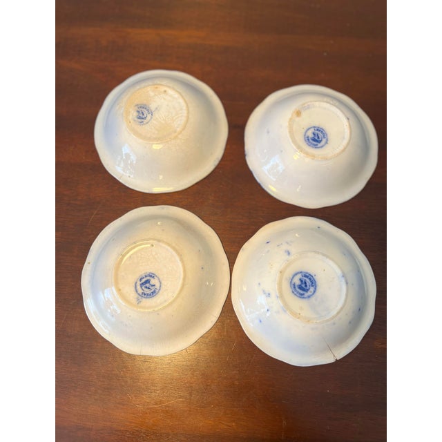 French Country Antique Libertas 4 Small Bowls Flow Blue For Sale - Image 3 of 7