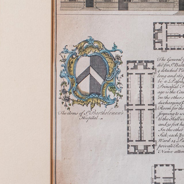 Beige Antique St Bart's Hospital Engraving, English, Framed, Architectural, Georgian For Sale - Image 8 of 10