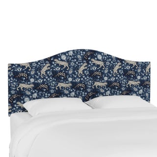 Kenmore Headboard in Blue Leopard, California King For Sale