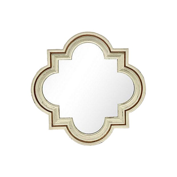 20th Century Italian Carved Wood Painted Quatrefoil Mirror Chairish