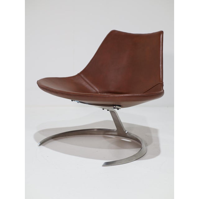 IS63 Scimitar Chair in Cognac Leather by Fabricius and Kastholm for Ivan Schlechter, 1960s For Sale - Image 9 of 16