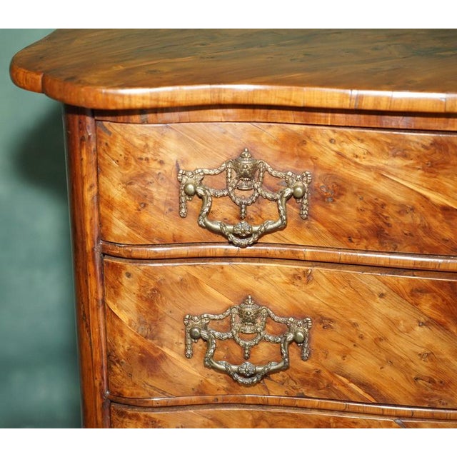 Antique George III Ormolu Mounted Burr Yew Serpentine Commode, 1775 For Sale - Image 15 of 18