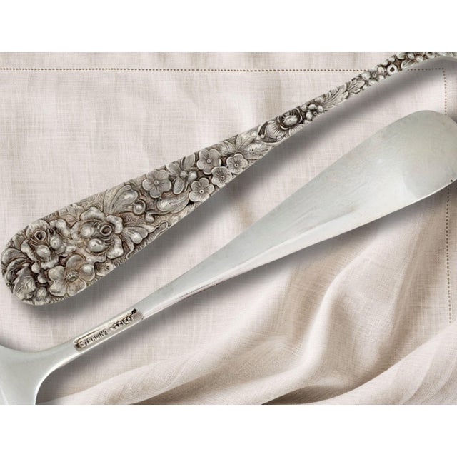 Traditional Kirk Stieff Rose Pattern Sterling Silver Cold Meat Fork For Sale - Image 3 of 4