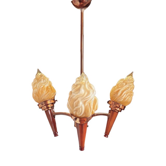 Art Deco Torch Chandelier For Sale