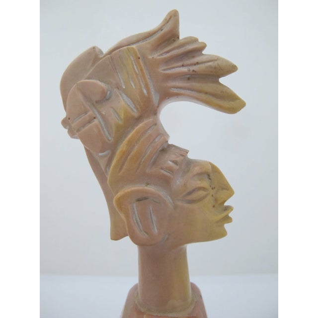 Mexican Aztec Mayan Indian Chief Headdress Carved Stone Paperweight Figurine Sculpture For Sale - Image 3 of 9