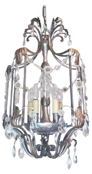Florentine Crystal and Wrought Iron Lantern from BF Art, Italy