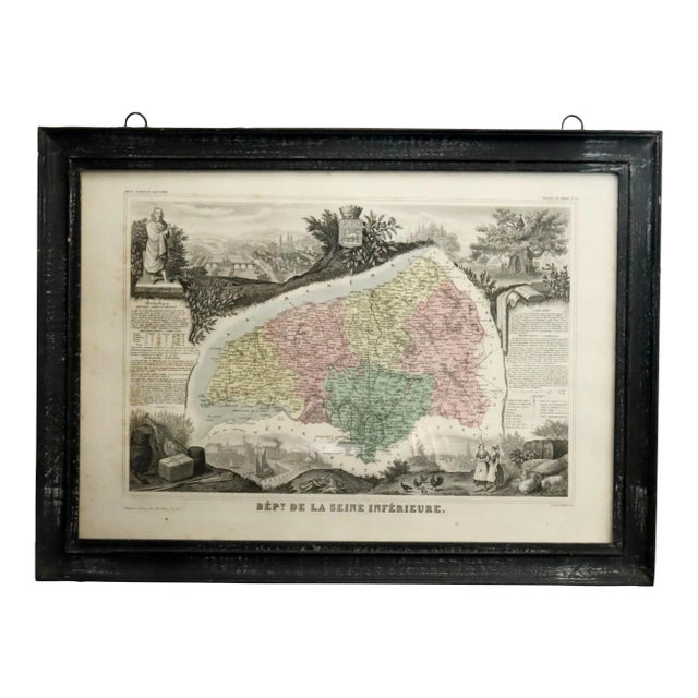 Framed Map of Seine Inferieure For Sale