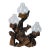 Large Varnished Driftwood and Hurricane Glass Candelabra For Sale