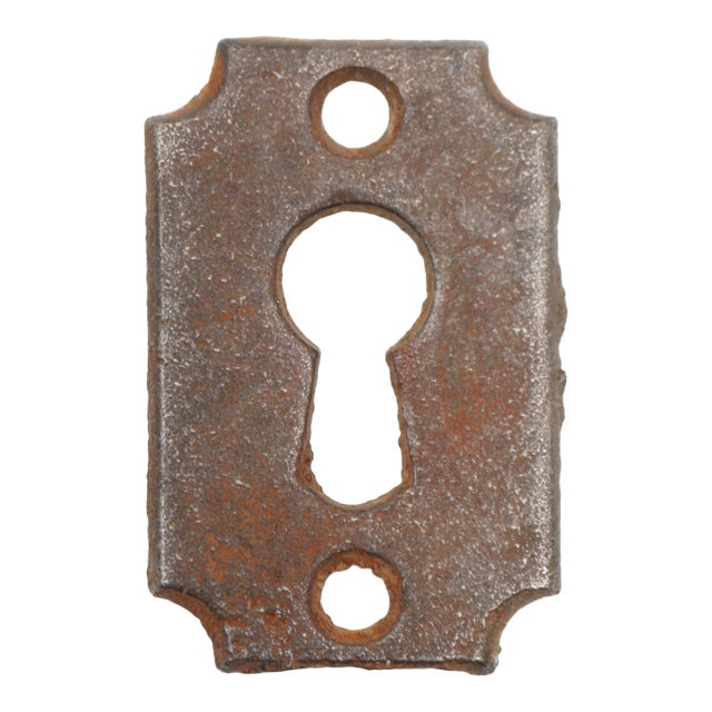 Vintage 1.625 In. Cast Iron Black Keyhole Cover For Sale