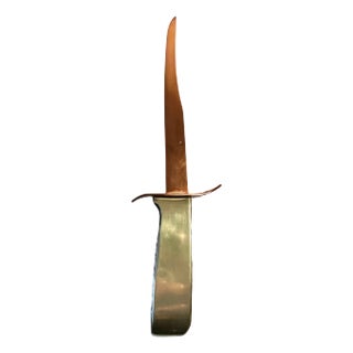 Copper and Brass Letter Opener with Hammered Side Handle For Sale