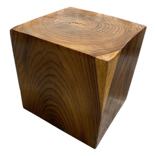 Andrianna Shamaris Sono Wood Cube Side Table For Sale