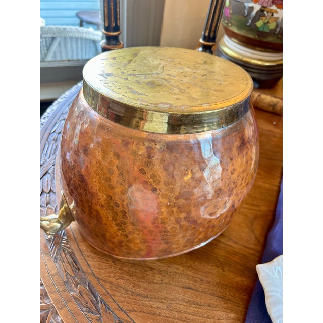 Hammered Copper Bucket With Horse Handles For Sale - Image 9 of 11